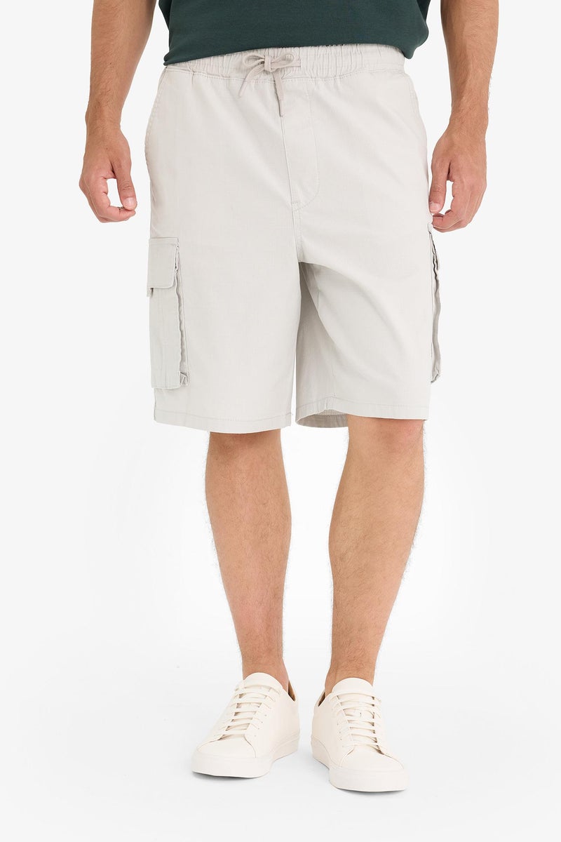 DeFacto Grey Man Cargo Fit Gabardine Bermuda Shorts Casual - Image 3